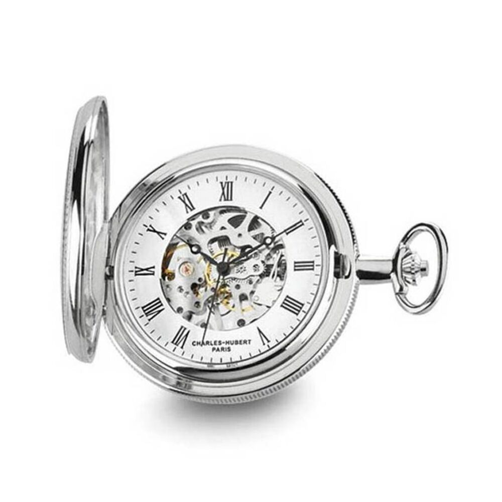 Charles Hubert Chrome-Finish Skeleton Dial Pocket Watch